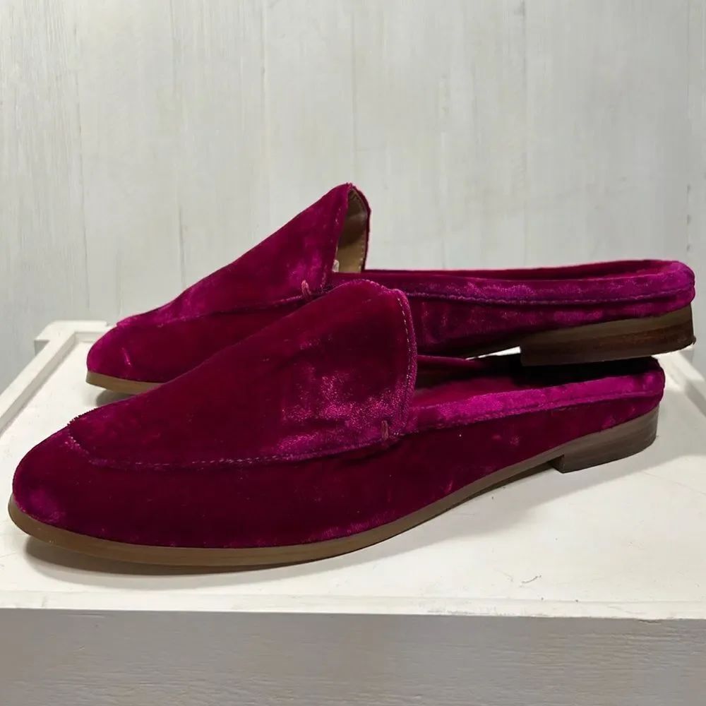 Velvet Faux Fur Slides Mules Loafers Banana Republic Women’s 6 Fuchsia